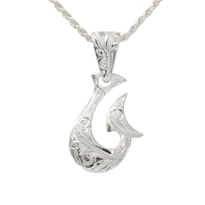 Sterling Silver Hawaiian Scroll Fancy Fish Hook Pendant (Chain Sold Se –  Makani Hawaii