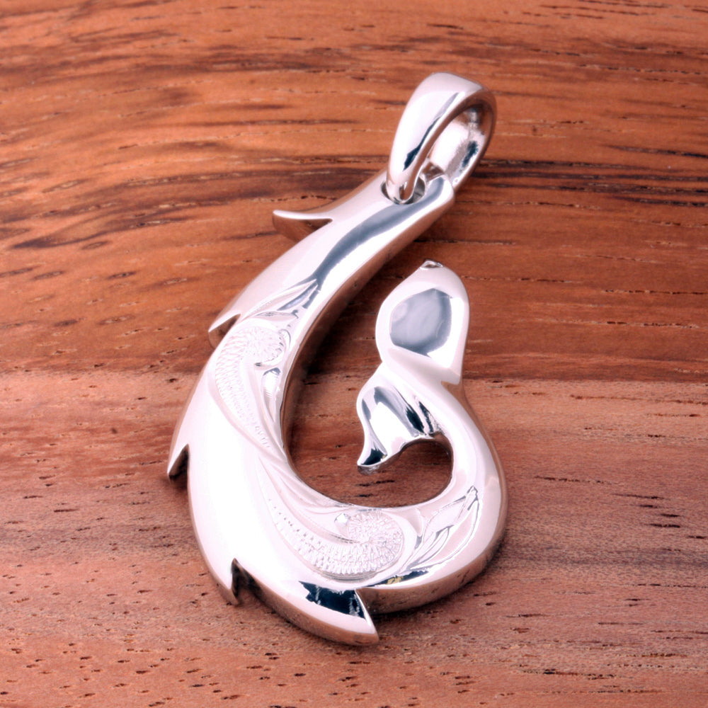 dolphin tale fish hook jewelry Sterling Silver Hawaiian Scroll Whale Tail Fish Hook Pendant (Chain Sold Separately)