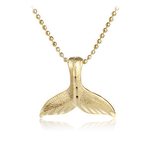 14K Yellow Gold Small Whaletail Pendant Necklace