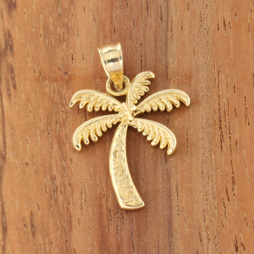 14K Yellow Gold Palm Tree Pendant (S/M) (Chain Sold Separately