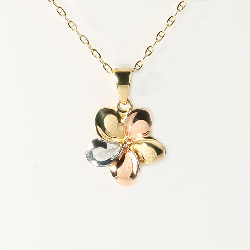 Pink plumeria flower with peridot Gold Necklace – Abby's Crafts
