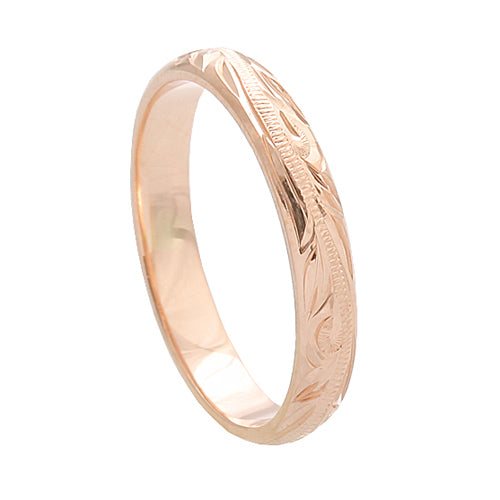 Hawaiian Jewelry 14K Pink Gold 3mm King Scrolling Ring