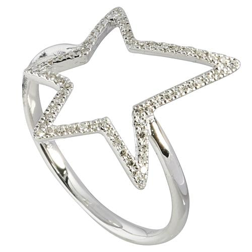 0.17 ct. t.w.  Diamond Ring in Solid 14K white Gold Star - Hanalei Jeweler