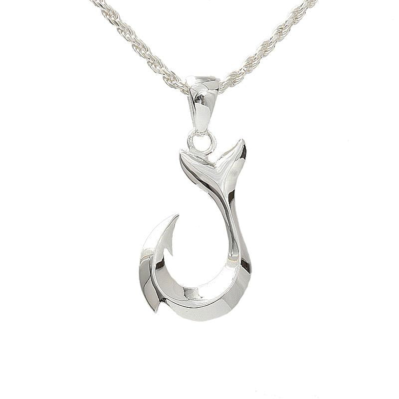 Sterling Silver Fish Hook Pendant (Chain Sold Separately)