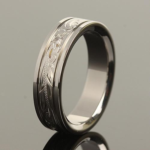 6mm Hawaiian Scroll Titanium Wedding Ring