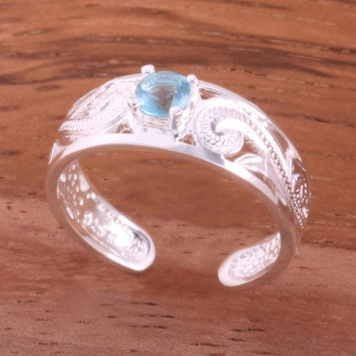 Hawaiian Scroll See Through with Clear Round CZ Toe Ring