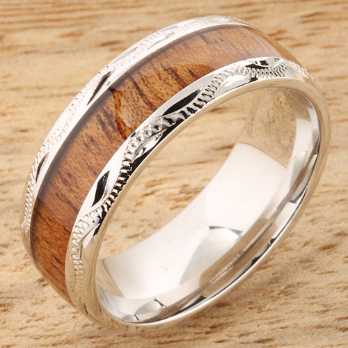 Koa Wood Wedding Rings  Available in Tungsten, Titanium, Sterling Silver &  Stainless Steel – Aolani Hawaii